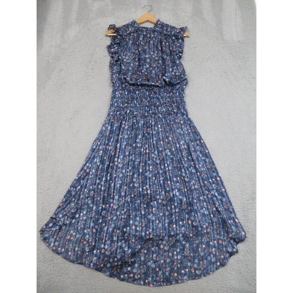 Current Air Dress Women S Blue Floral Cottagecore Smocked Ruffle Feminine Chic - Picture 2 of 16